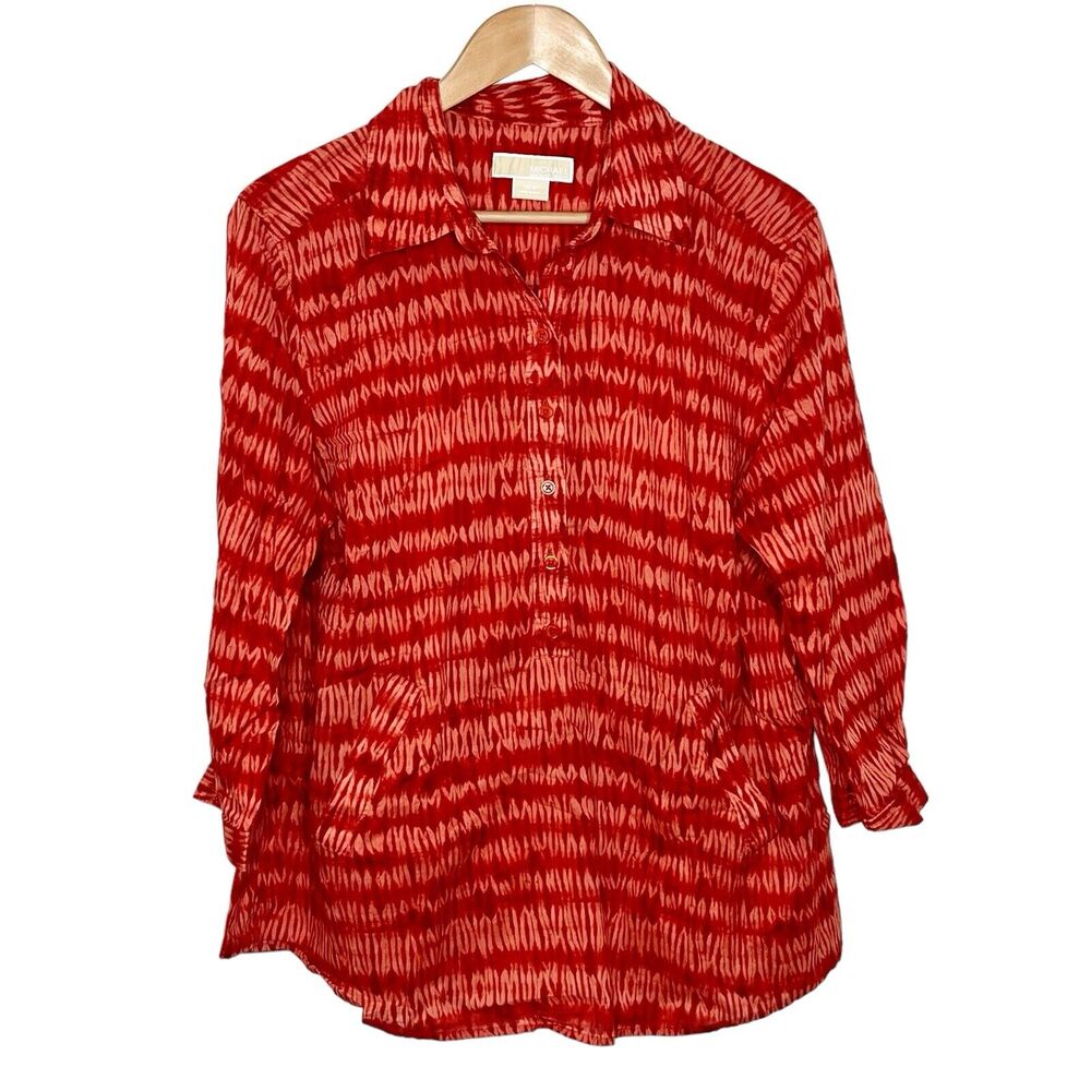 Michael Kors Tie Dye Long Sleeve Button Up Blouse Top Womens size 14W